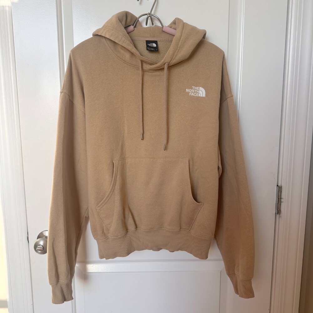 Men’s North Face Pullover Hoodie Sweatshirt Front Pockets Sz Small Light Tan